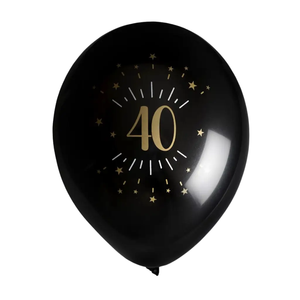 Ballon 40 ans Noir Or (lot de 8)