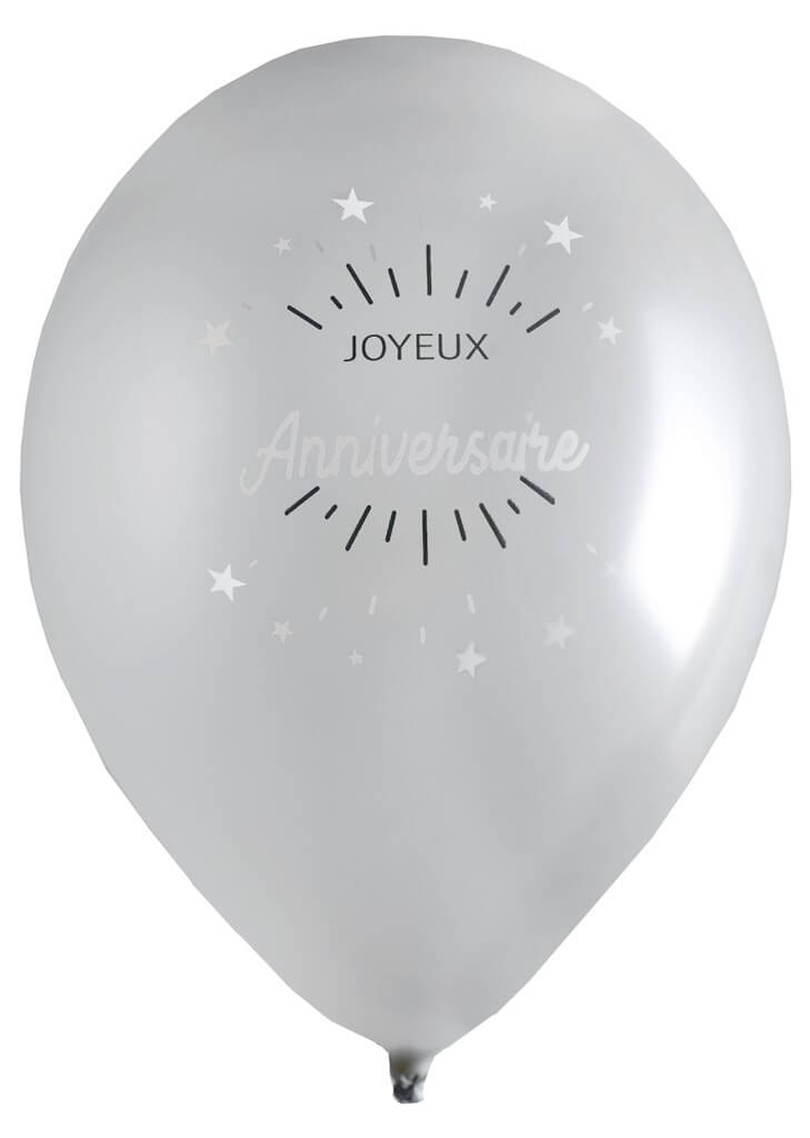 Ballon Joyeux Anniversaire Argent Lot De 8 Ballons D Anniversaire A L Helium Sur Sparklers Club