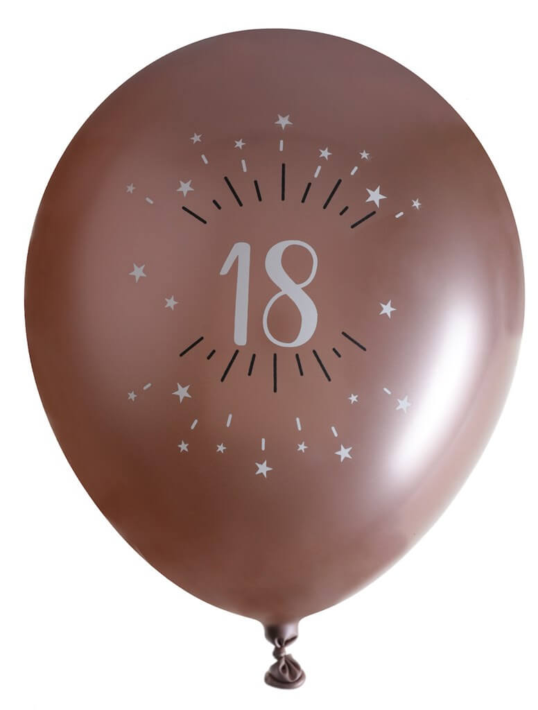 Ballon 18 ans Or Rose ø 30cm (lot de 6)
