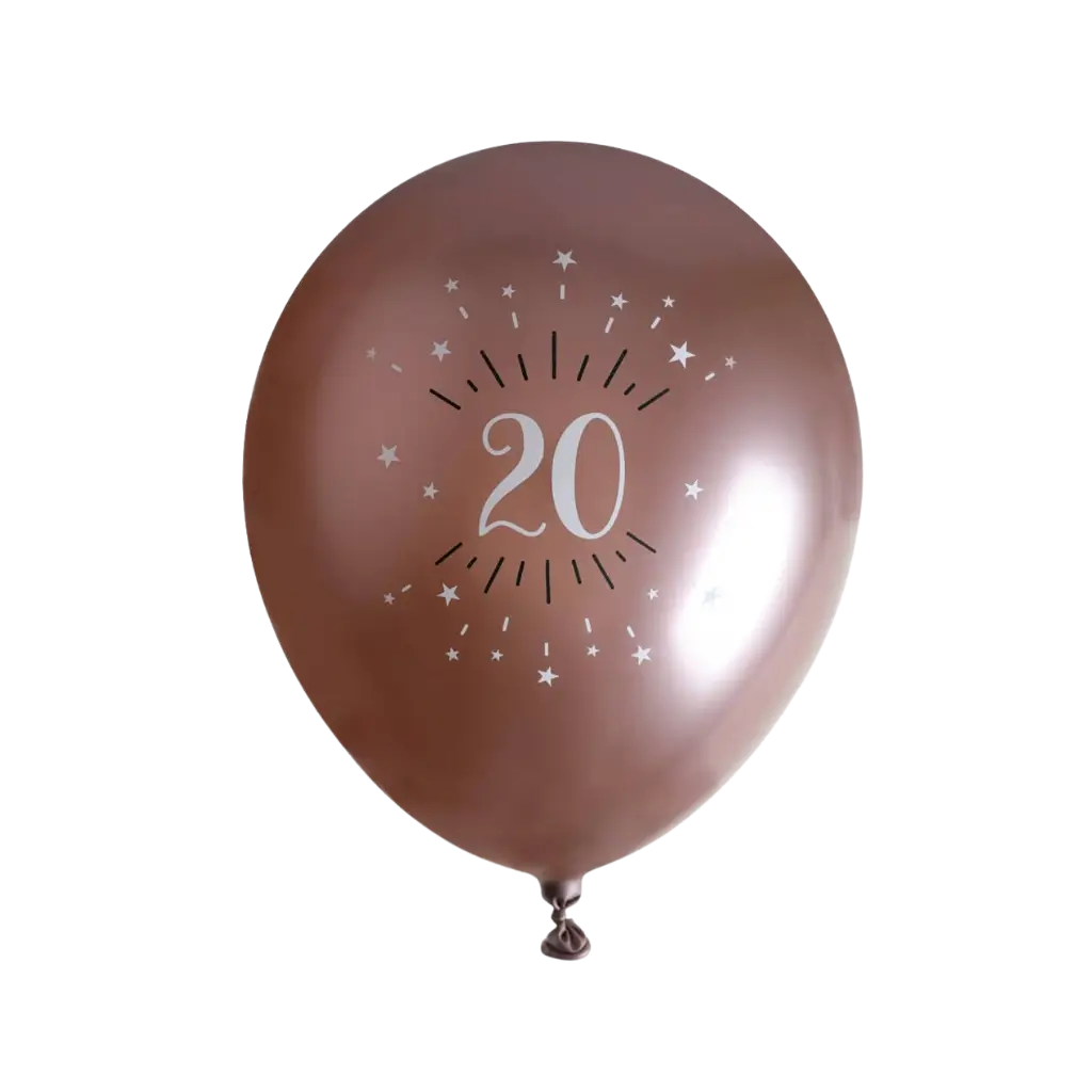 Ballon 20 ans Or Rose ø 30cm (lot de 6)