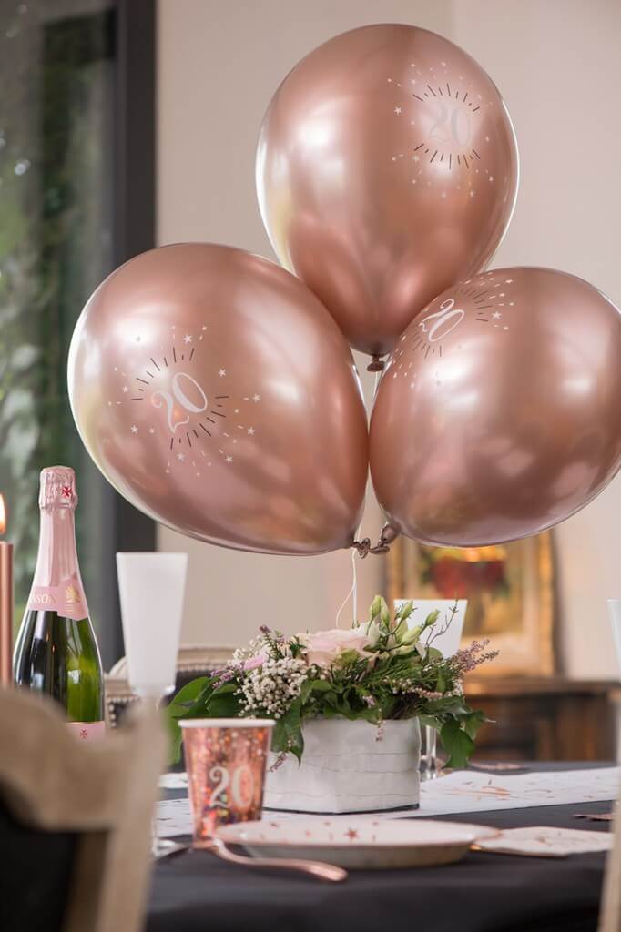 Ballon 20 ans Or Rose ø 30cm (lot de 6)