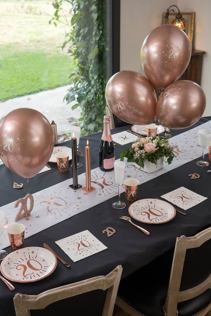 Ballon 20 ans Or Rose ø 30cm (lot de 6)