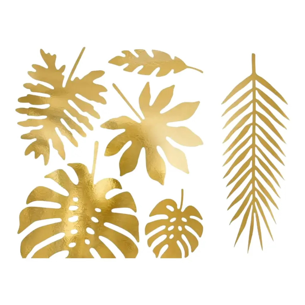 Décoration Feuilles Tropicales en papier or (21 pièces) 