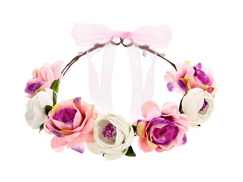 Couronne de Fleurs Blanches et Roses ø 17cm