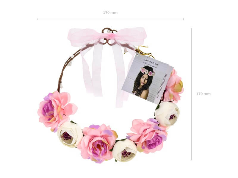Couronne de Fleurs Blanches et Roses ø 17cm