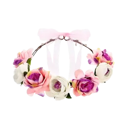 Couronne de Fleurs Blanches et Roses ø 17cm