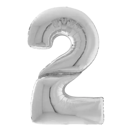 Ballon anniversaire Géant chiffre 2 Argent 163cm