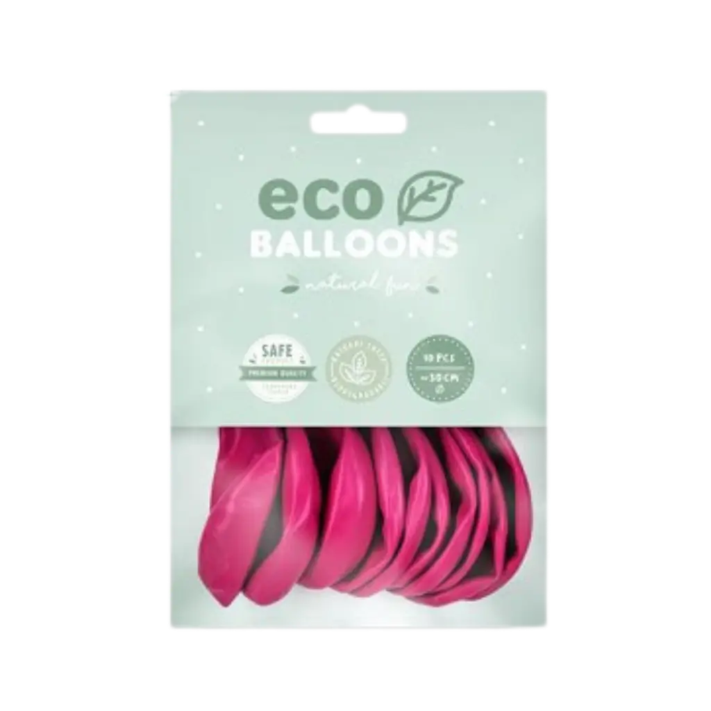 Lot de 10 Ballons de Baudruche Biodégradable Rose Foncé