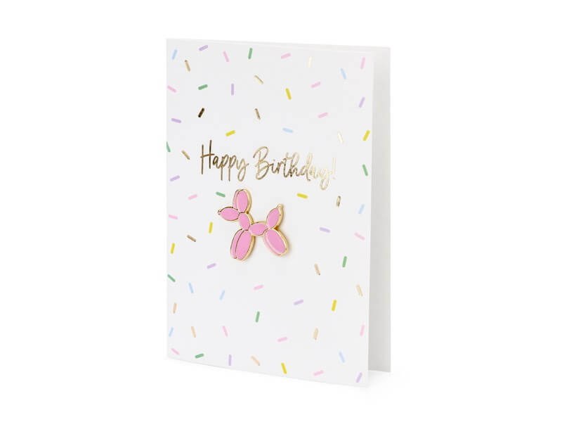 CARTE  HAPPY BIRTHDAY AVEC BROCHE CHIEN 