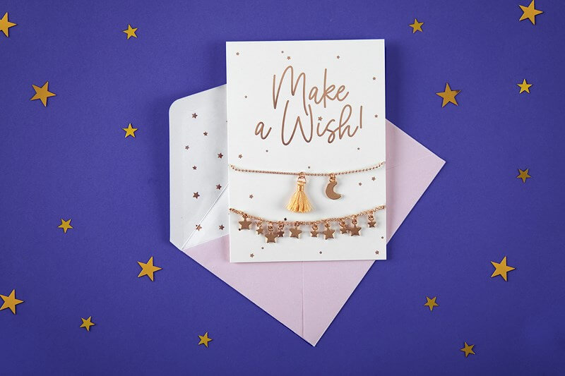 CARTE AVEC BRACELETS "MAKE A WISH !"