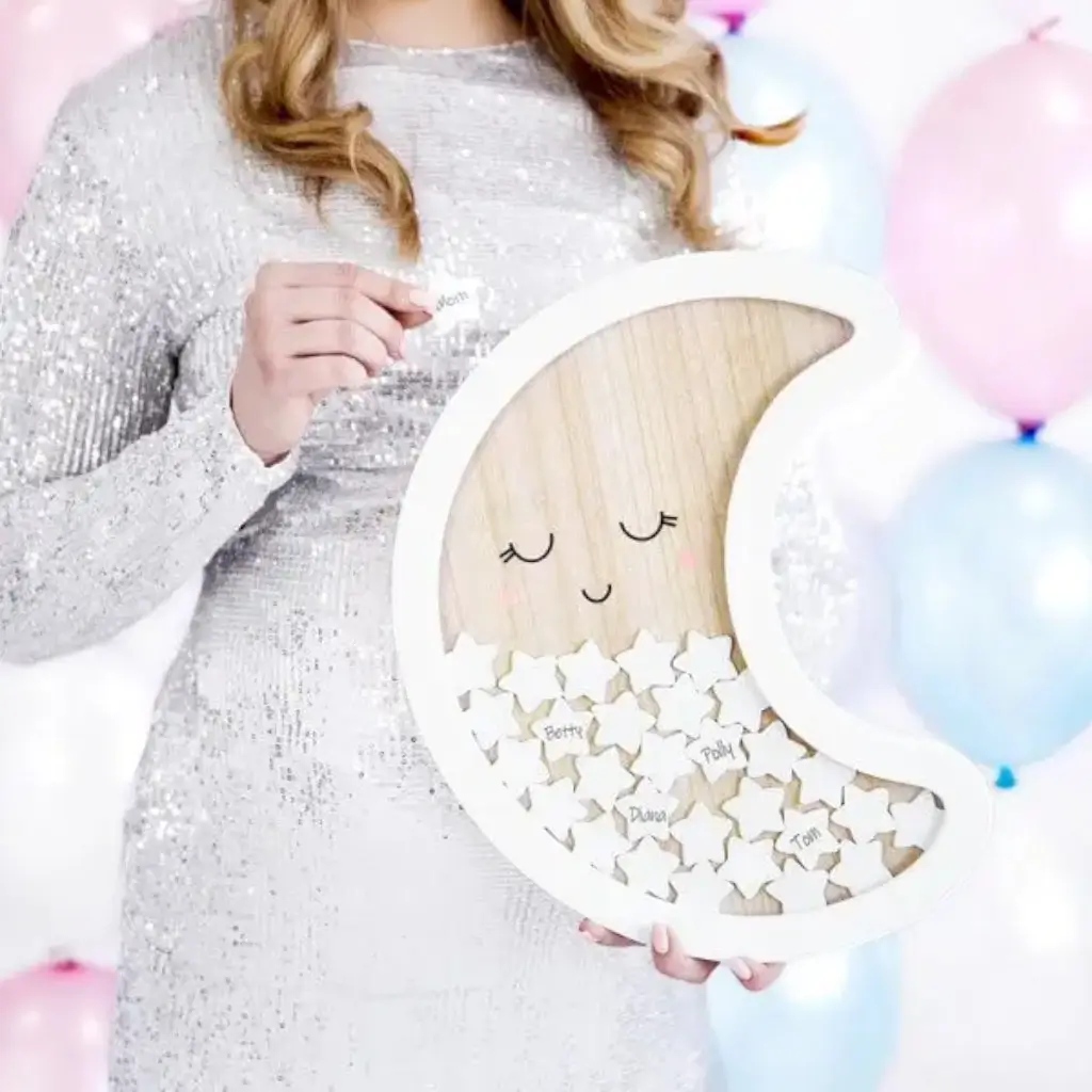 Livre d&#39;Or en Bois Forme Lune 