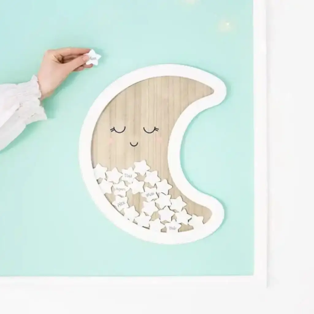 Livre d&#39;Or en Bois Forme Lune 
