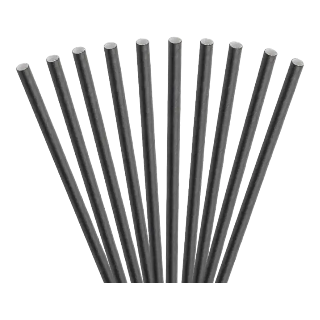 Paille Cocktail en Papier noir 14cm ø8mm (Lot de 100)