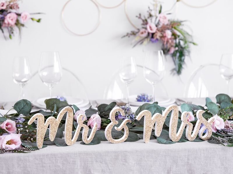 Lettres "Mr & Mrs" Brillant Or 