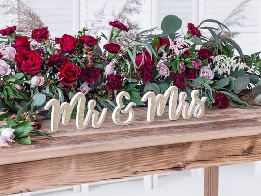 Lettres "Mr & Mrs" Brillant Or 