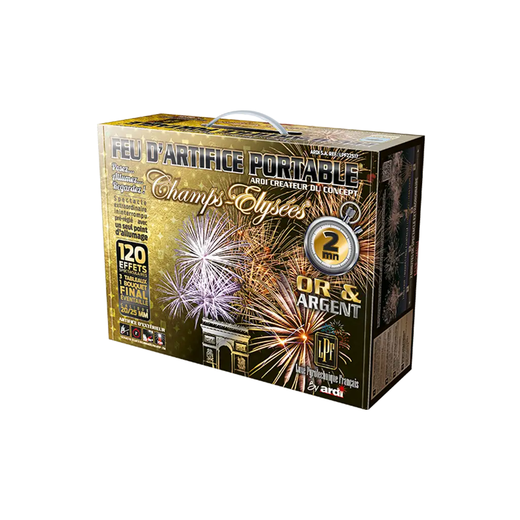 FEU D’ARTIFICE PORTABLE® LUXE FRANÇAIS® OR &amp; ARGENT - 2min