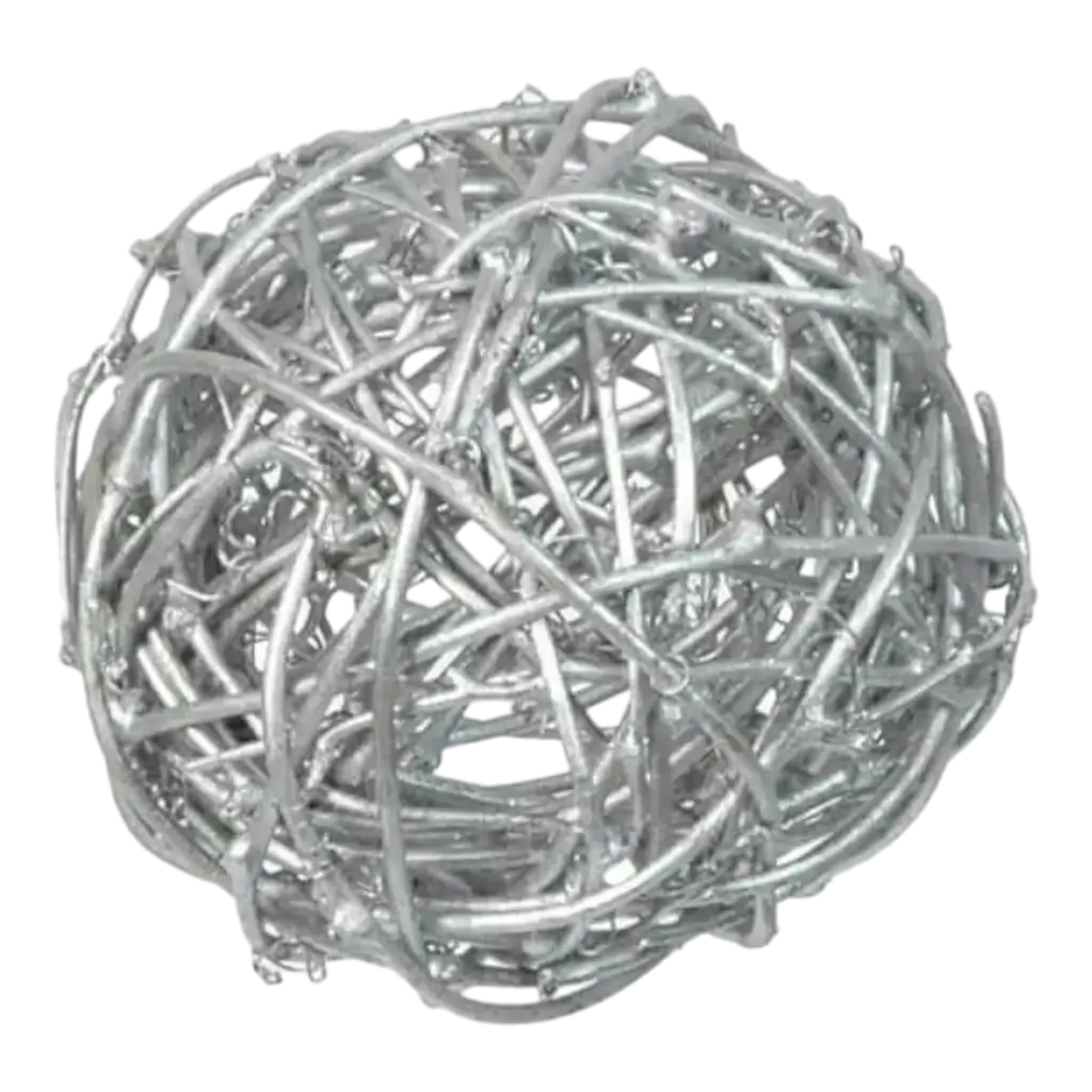 Assortiment de boules en ROTIN Argent -10 pièces / 3 tailles