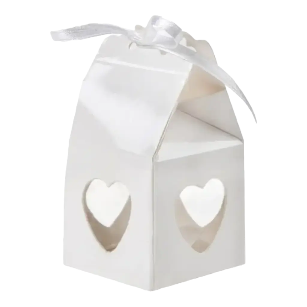 Boîte à dragées coeur blanc - Lot de 4