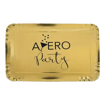 Plateau en carton Apéro Or - ø28,5 x 19cm - Lot de 5 
