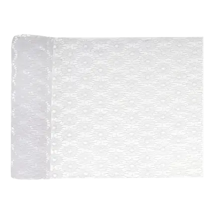Chemin de table à fleur en dentelle Blanc - 3m*18cm