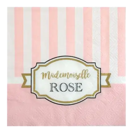 Serviette en papier "Mademoiselle Rose" - Lot de 20
