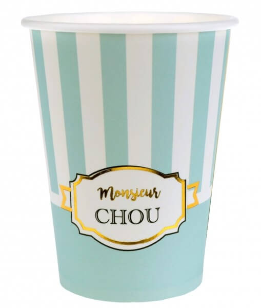 Gobelet en papier blanc Monsieur Chou - Lot de 10 : Gobelets  biodégradables en carton sur Sparklers Club