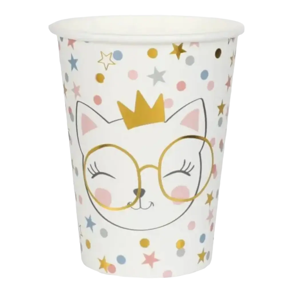 Gobelet en papier blanc "Kitty Party" - Lot de 10