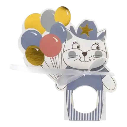 Boîte à dragées Kitty Party Bleu - Lot de 6