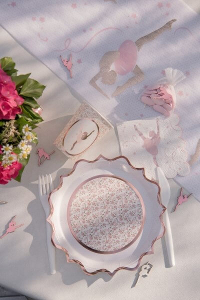 Assiette en papier fleurie Rose - Lot de 10