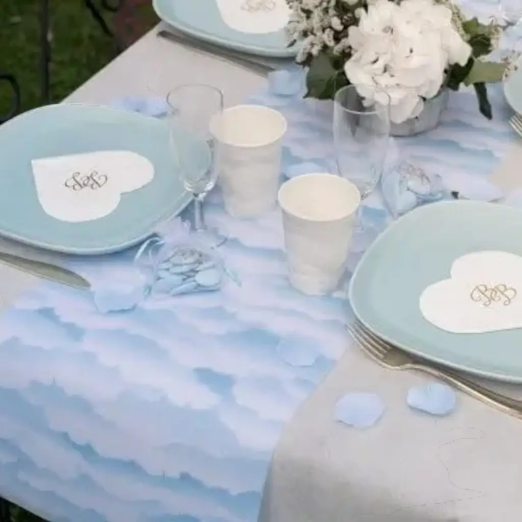 Gobelet en papier bleu ciel Nuage - Lot de 10
