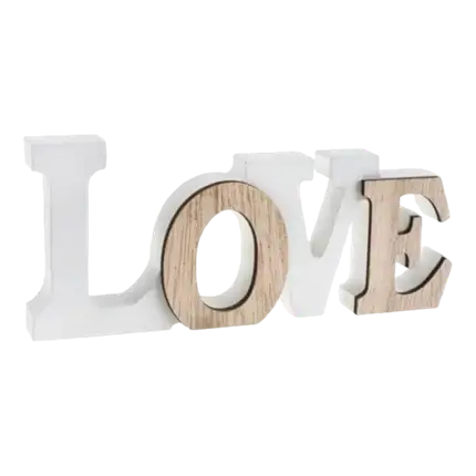 Lettres Love Blanc/Bois naturel
