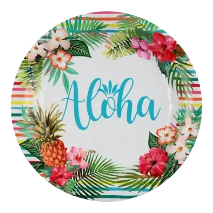 Assiette en carton "Aloha" ø23cm - Lot de 10