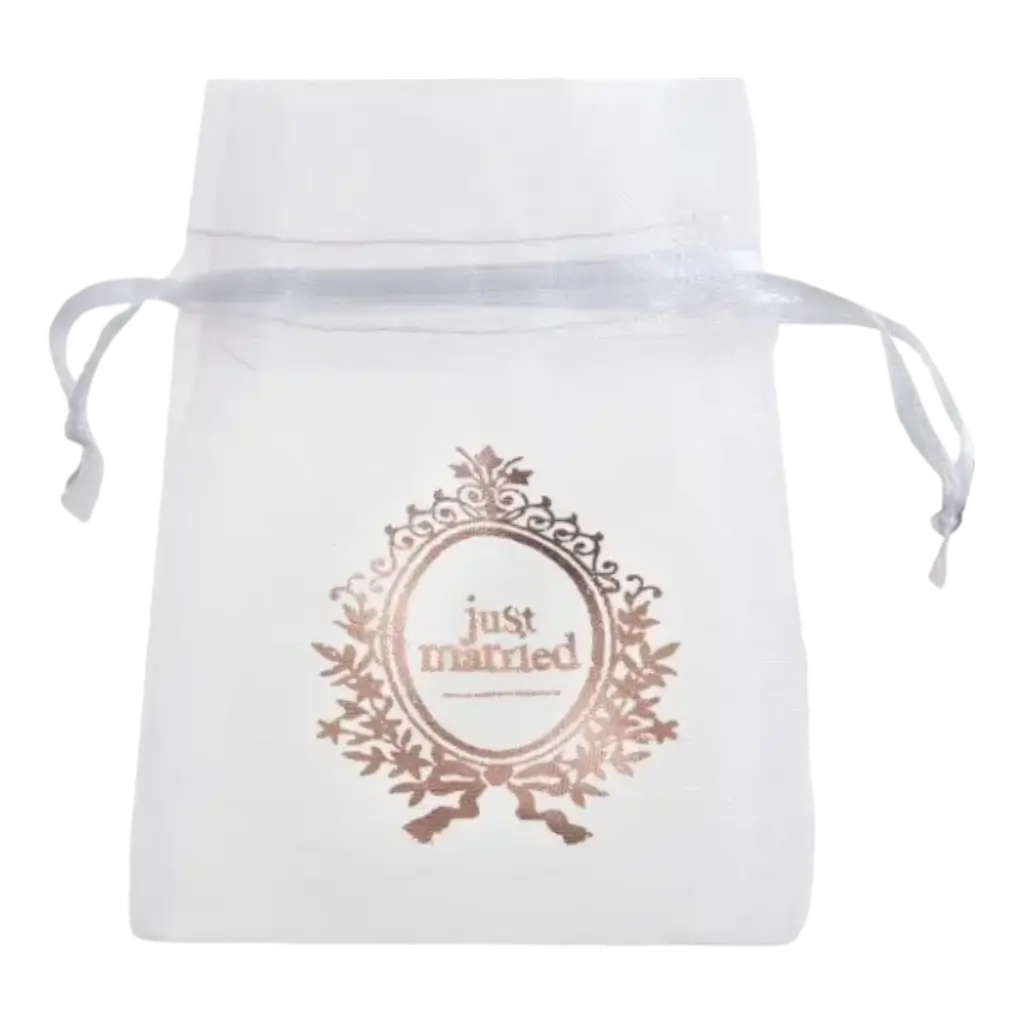 Petit sac blanc " Just Married" - Lot de 6