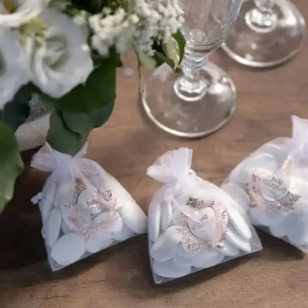 Petit sac blanc  Just Married - Lot de 6