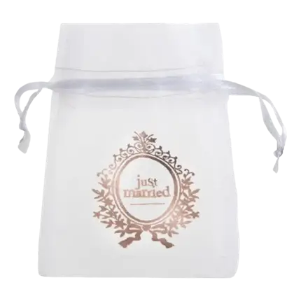 Petit sac blanc " Just Married" - Lot de 6