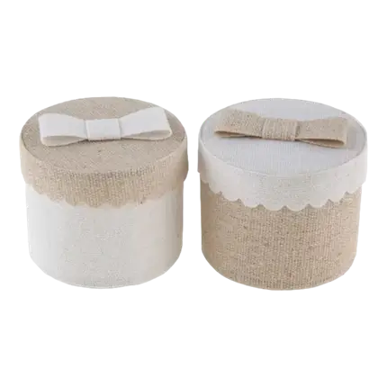 Boîte ronde en Jute- ø 5 x 5 cm - Lot de 4