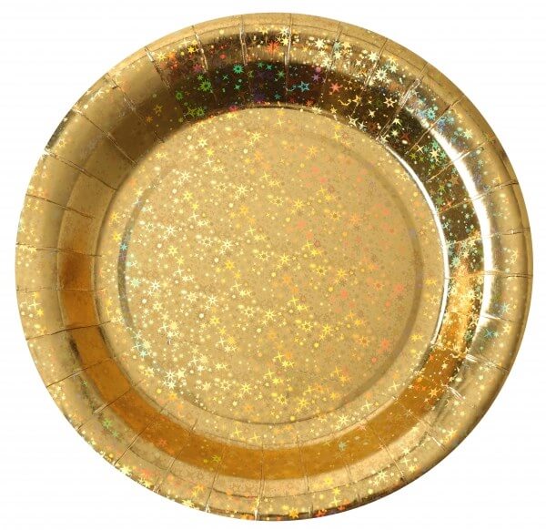 Assiette en carton Etincelante Or - ø22.5cm - Lot de 10