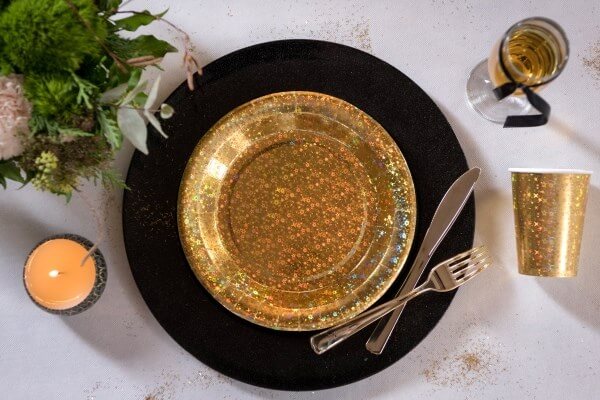 Assiette en carton Etincelante Or - ø22.5cm - Lot de 10