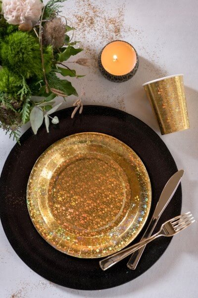 Assiette en carton Etincelante Or - ø22.5cm - Lot de 10