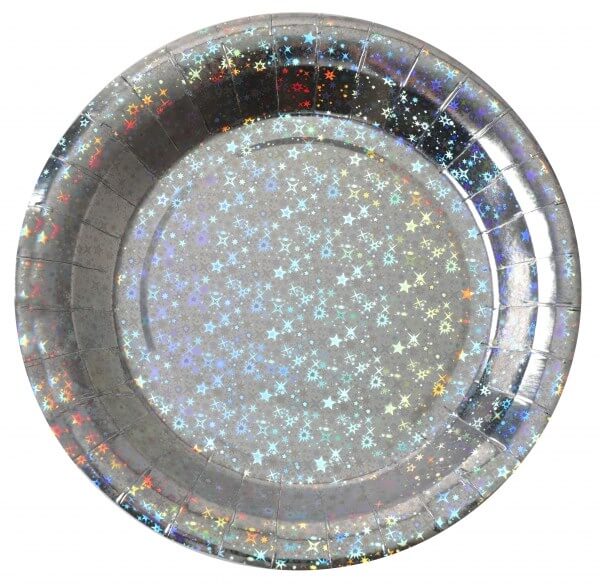 Assiette en carton Etincelante Argent - ø22.5cm - Lot de 10
