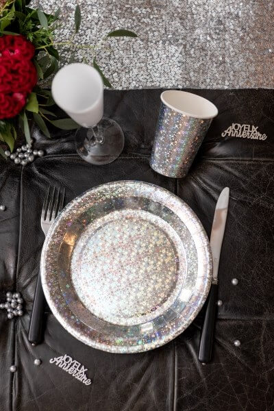 Assiette en carton Etincelante Argent - ø22.5cm - Lot de 10