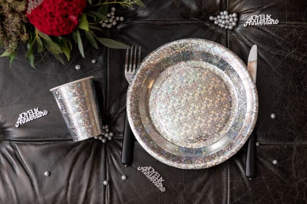 Assiette en carton Etincelante Argent - ø22.5cm - Lot de 10