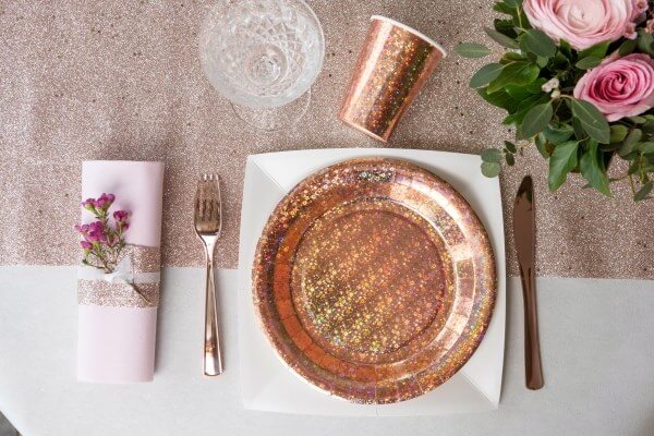 Assiette en carton Etincelante Rose Gold ø22.5cm - Lot de 10