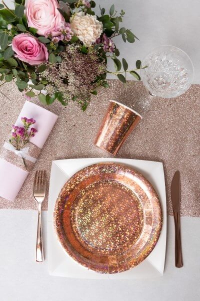 Assiette en carton Etincelante Rose Gold ø22.5cm - Lot de 10