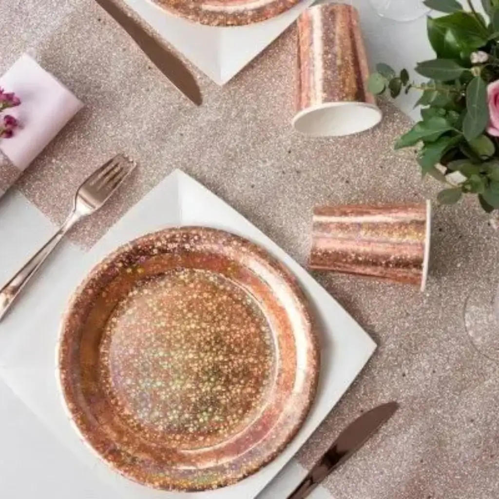 Gobelet en papier étincelant Rose Gold - Lot de 10