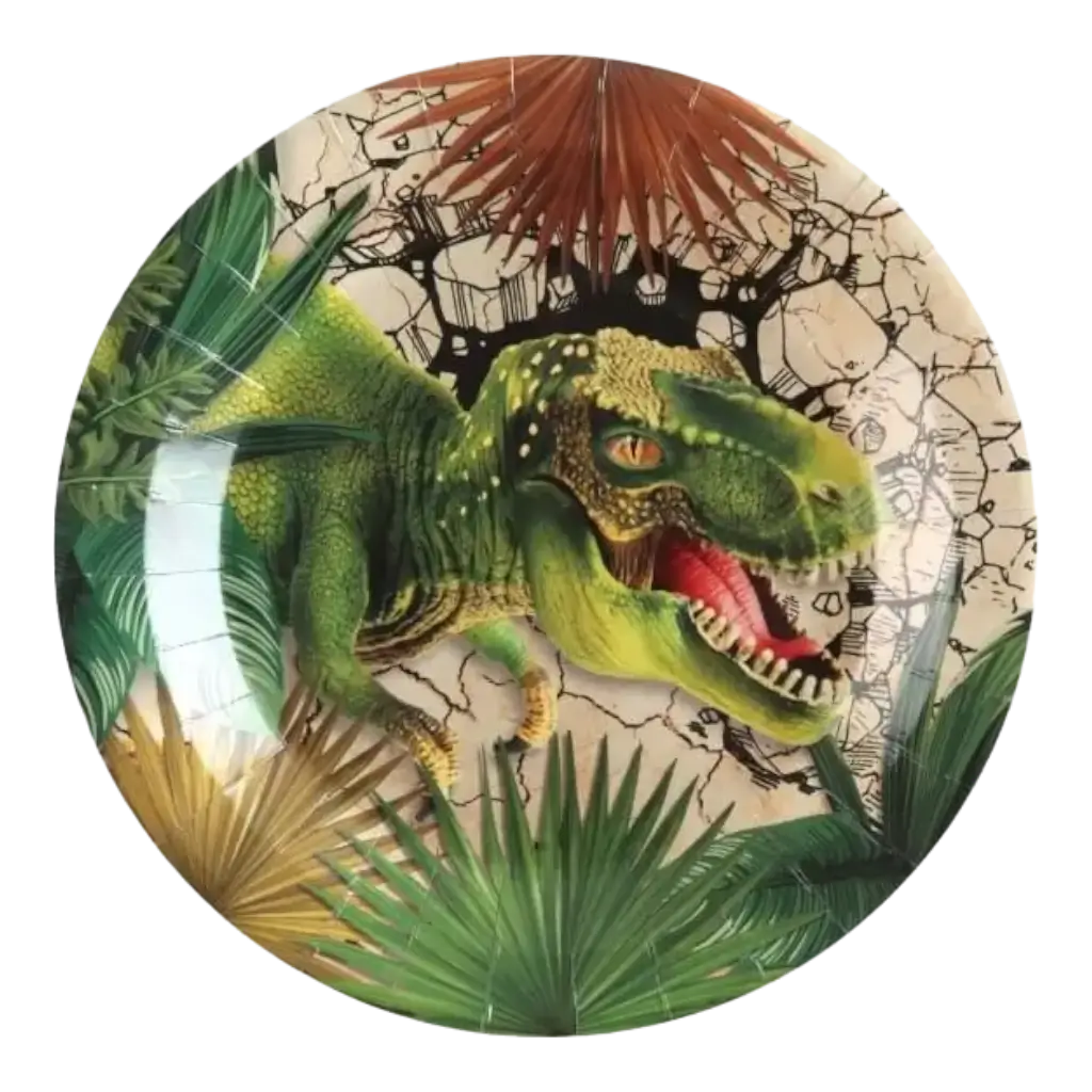 Assiettes en papier T-Rex - ø23cm - Lot de 10