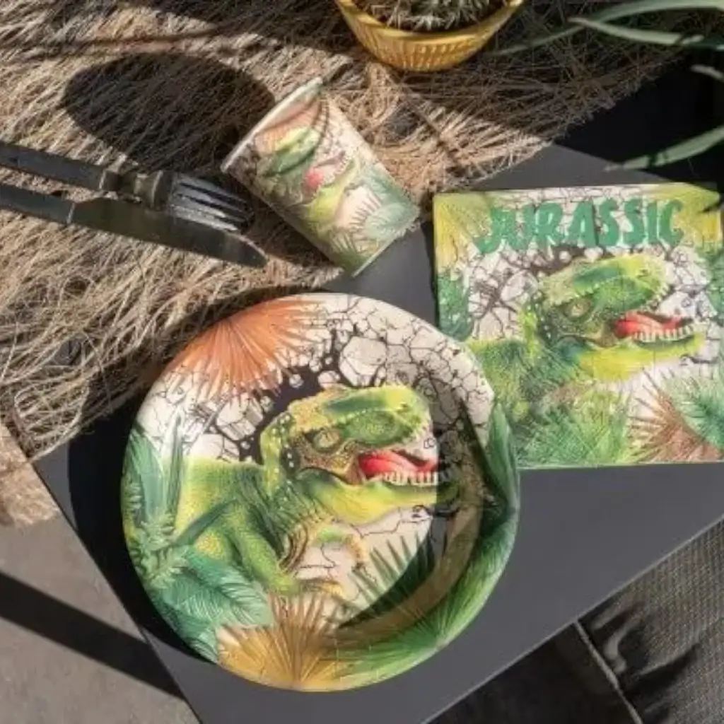 Assiettes en papier T-Rex - ø23cm - Lot de 10