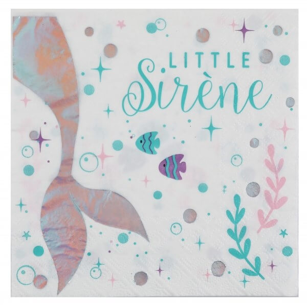 Serviette en papier Petite Sirène - Lot de 20 - 16.5x16.5cm