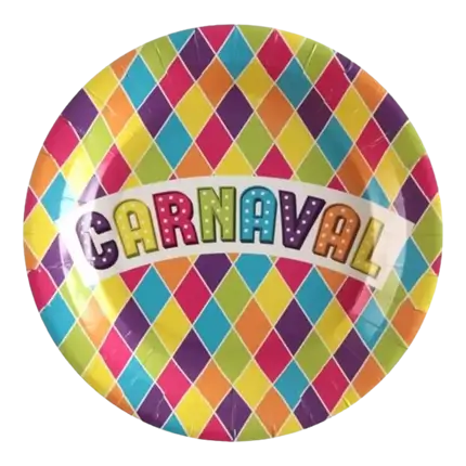 Assiette en carton Carnaval ø23cm - Lot de 10