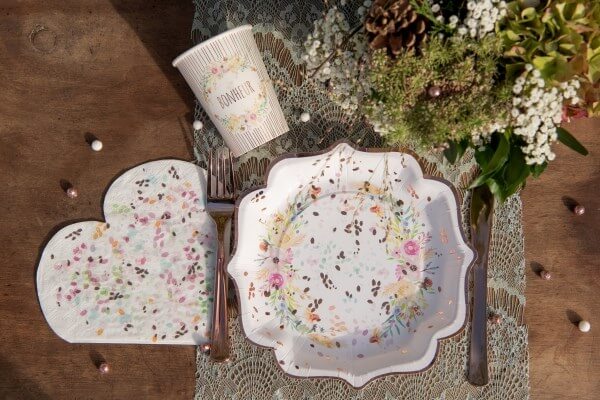 Assiette en carton mariage "merci Beaucoup" - Lot de 10